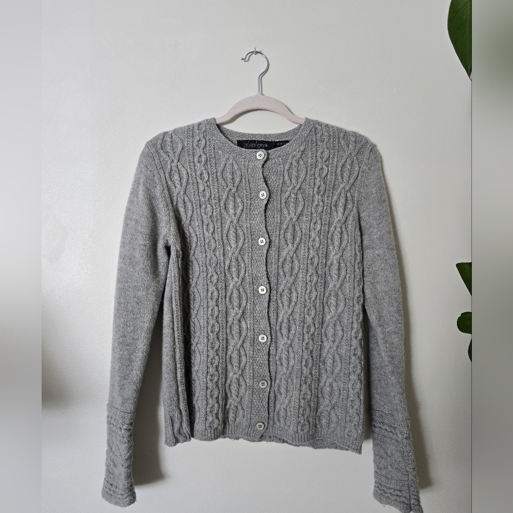 Irelandseye Womens Small Wool Cashmere Cardigan Gray Sweater